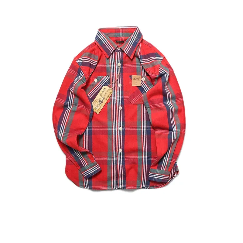 Plaid Flannel Shirt Slim Fit Button Down Check Shirts