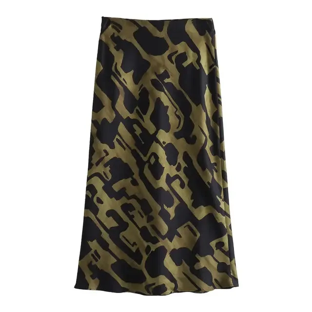 Pre Order:  Printed Contrast Top Midi Skirt Set