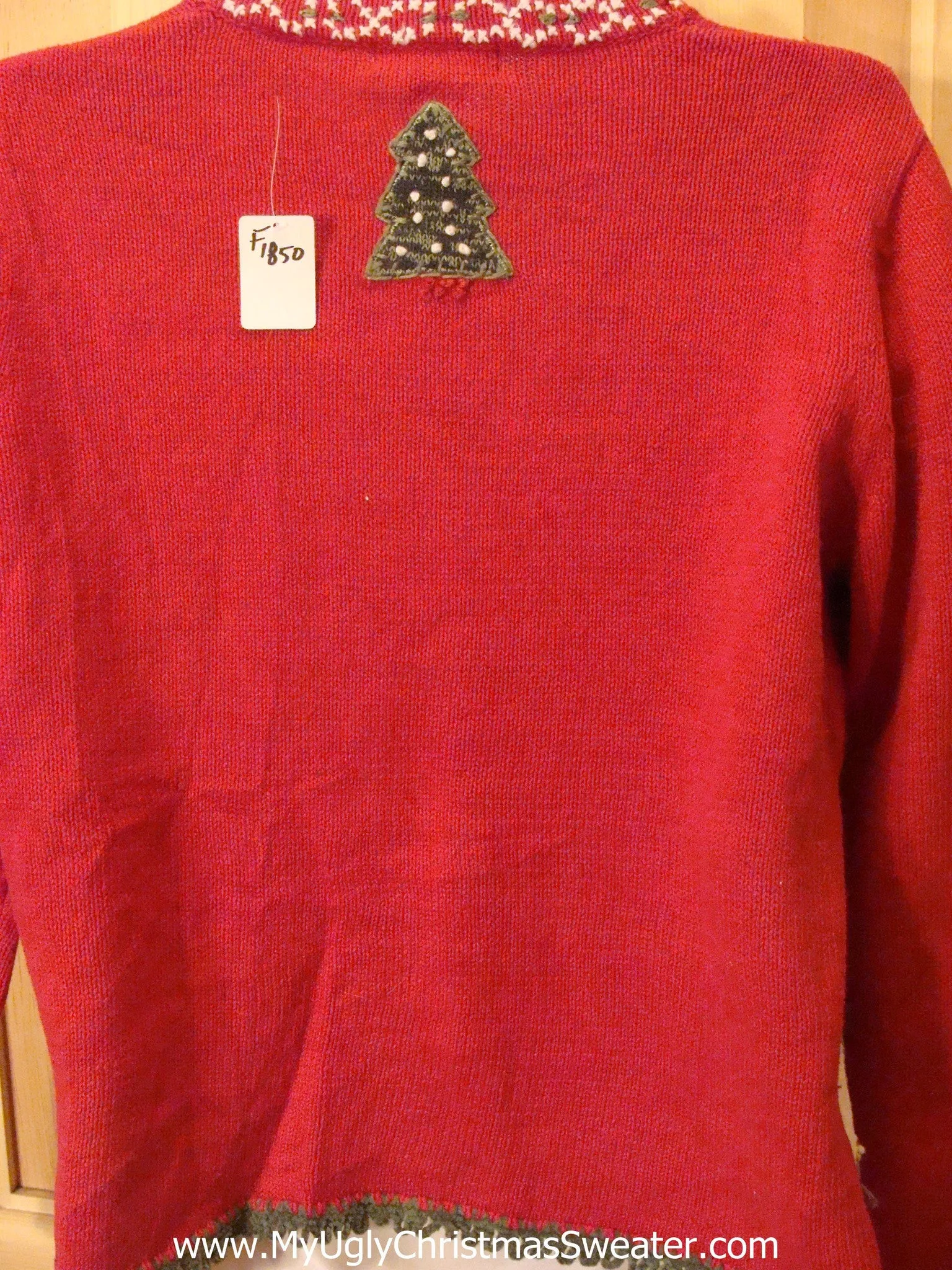 Red Funny Ugly Sweater Sweater with Trees