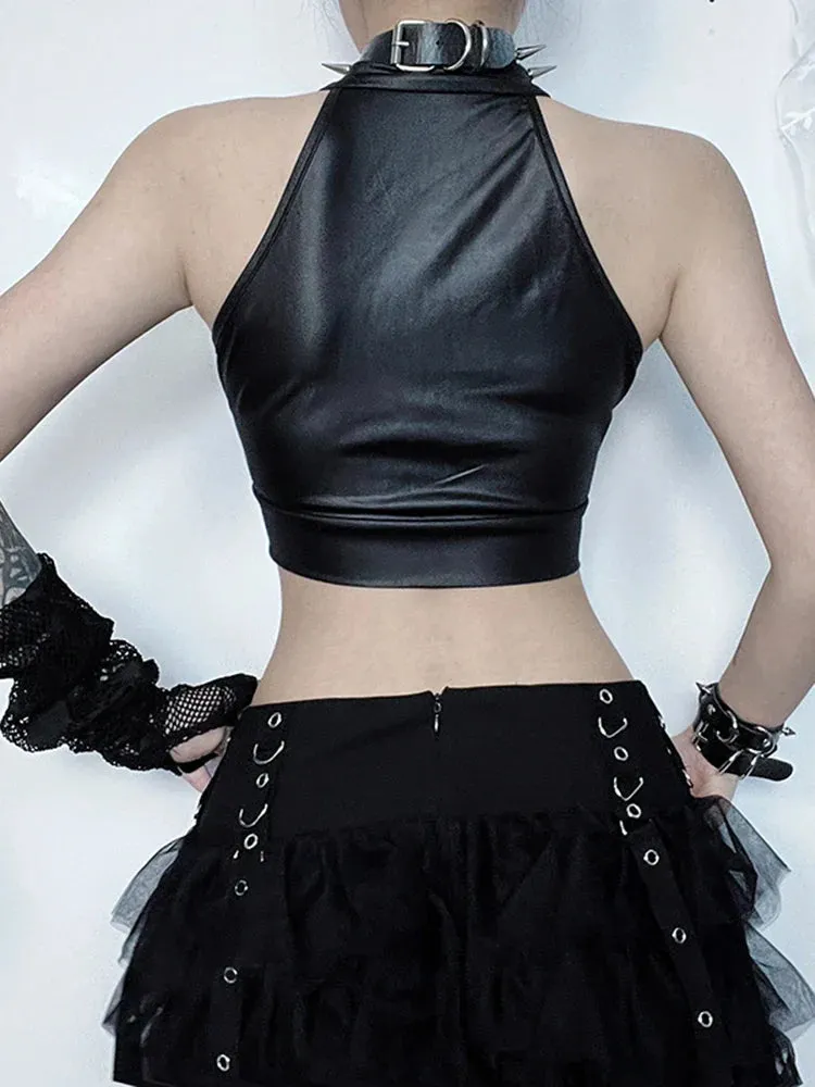 Sexy Grunge Cold Gothic Shoulder Crop Punk Casual Top