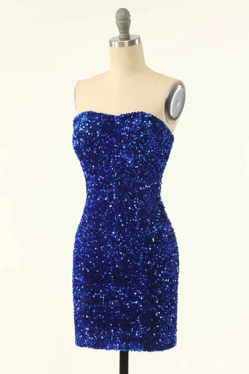 Sparkly Sequined Cocktail Dress,Short Sky Blue Black Hoco Dresses