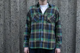 Sugar Cane L/S Twill Check Flannel Shirt - Green