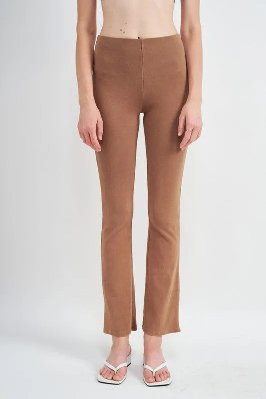 TEEK - HIGH WAIST RIB FLARED PANTS