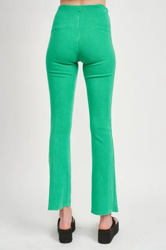 TEEK - HIGH WAIST RIB FLARED PANTS