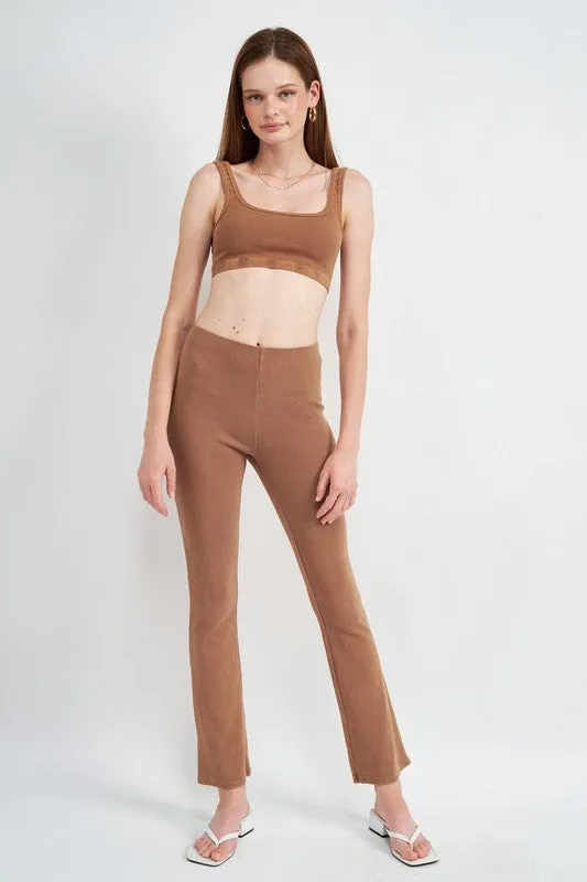 TEEK - HIGH WAIST RIB FLARED PANTS