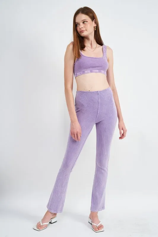 TEEK - HIGH WAIST RIB FLARED PANTS