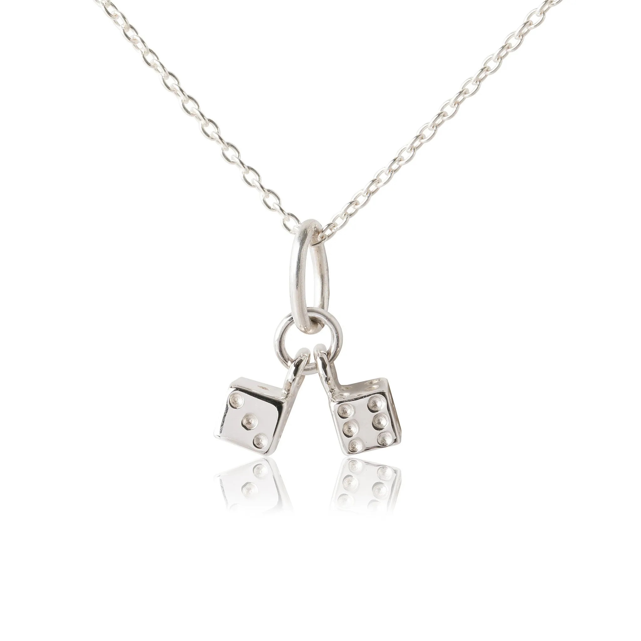 Twinning Dice Pendant & Necklace - Sterling Silver